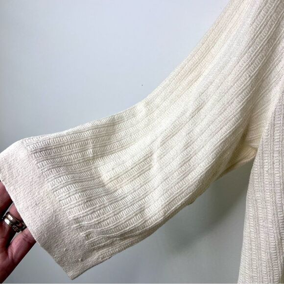 Eileen Fisher Soft White Organic Linen Textured Stretch Long Cardigan L Relaxed - Picture 6 of 9